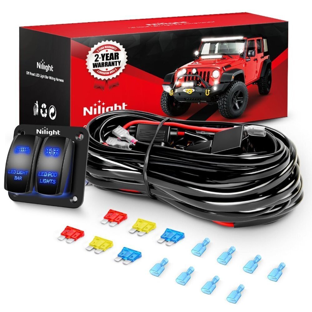 16AWG Wiring Harness Kit 2 Gang Rocker Switch 12V LED